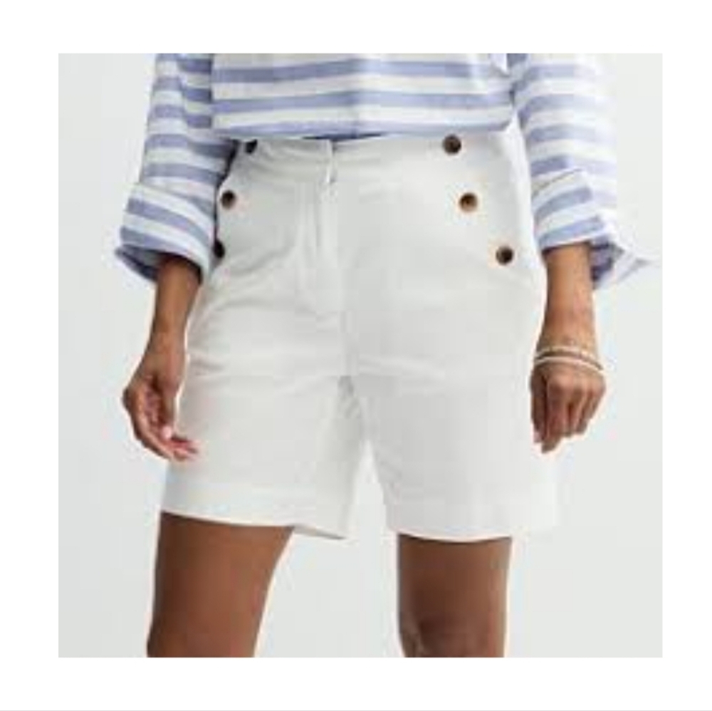 J. Crew White Sides Button-Accent Shorts.